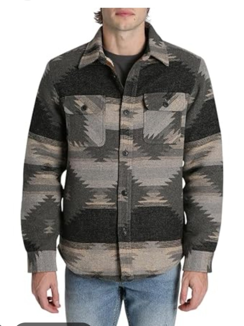 Jachs Men's Gray & Black Patterned Shirt Jacket